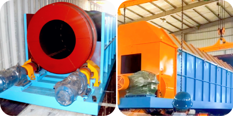 Dual-motor and Single-motor Shaftless Trommel Screens from Trommel Screen Manufacturers Were Sent to Thailand