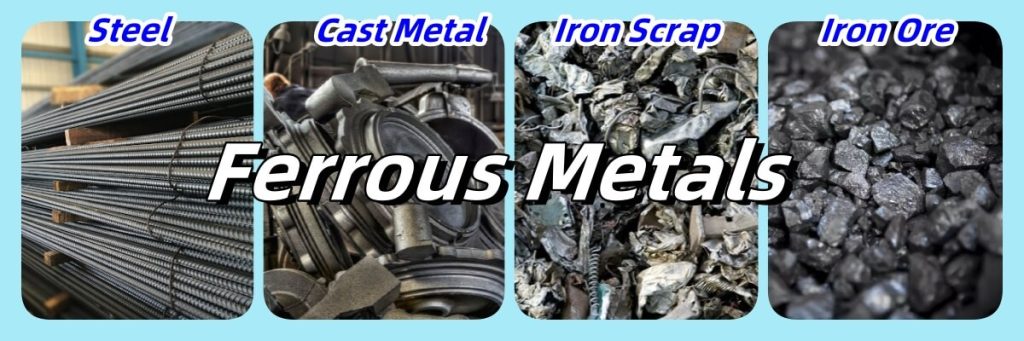 Ferrous metals that can be recycled by magnetic separation machine.